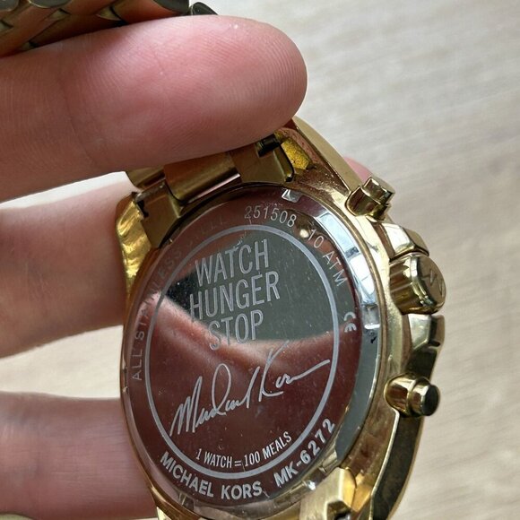 Michael Kors Bradshaw Gold Stainless Steel Watch Hunger Stop Watch - Picture 5 of 7